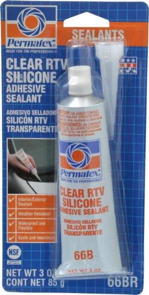 Permatex - 3 oz Tube Clear RTV Silicone Joint Sealant - -75 to 400°F Operating Temp, 24 hr Full Cure Time - Exact Tool & Supply