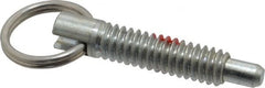 Gibraltar - 1/4-20, 0.8" Thread Length, 0.155" Plunger Diam, 1/4" Plunger Projection, 1 Lb Init to 2.5 Lb Final End Force, Steel Locking Pull Ring Plunger - Exact Tool & Supply