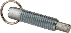 Gibraltar - 1/2-13, 1.4" Thread Length, 5/16" Plunger Diam, 1/2" Plunger Projection, 2.5 Lb Init to 5 Lb Final End Force, Steel Locking Pull Ring Plunger - 1.4" Len Under Head, 2" Body Len, 1.26" Ring Diam, 2" Plunger Len, 0.6" Head Height - Exact Tool & Supply