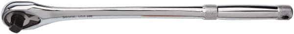 Proto - 1/2" Drive Pear Head Tethered Ratchet - Full Polish Chrome Finish, 15" OAL, 45 Gear Teeth, Long Handle - Exact Tool & Supply