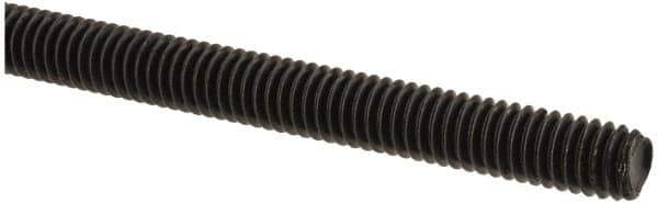 Value Collection - 5/16-18 UNC (Coarse), 6' Long, Medium Carbon Steel Threaded Rod - Black Oxide Finish, Right Hand Thread - Exact Tool & Supply