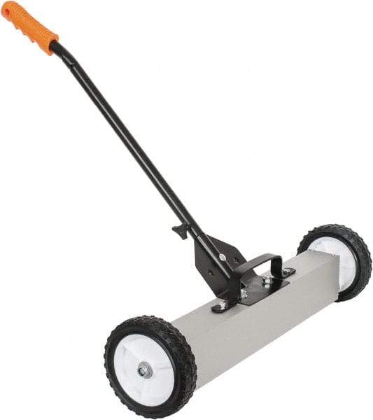 Shields Magnetics - 24" Long Push Magnetic Sweeper with Wheels - 6-13/16" Wide x 13" High x 48" Long, 7" Wheel Diam, 3/4 to 1-1/2" Clearance - Exact Tool & Supply