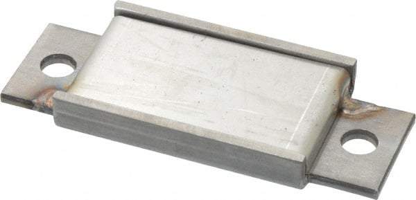 Mag-Mate - 12.5 Max Pull Force Lb, 3-1/4" Long x 1-3/8" Wide x 3/8" Thick, End Mount Horseshoe, Ceramic Fixture Magnet - 300°F Max Operating Temp, 2-5/8mm Mounting Hole Diam, 1/4-20 M6 Mounting Hole, Stainless Steel Housing - Exact Tool & Supply