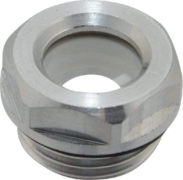 J.W. Winco - G 1/2 Thread, 23mm Distance Across Flats, Aluminum Oil Level Sight Glasses - 26mm Flange Diameter, 7.5mm Head Height, 8.5mm Length Under Head - Exact Tool & Supply