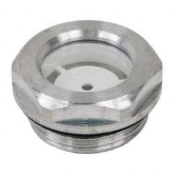J.W. Winco - G 1 Thread, 36mm Distance Across Flats, Aluminum Oil Level Sight Glasses - 40mm Flange Diameter, 8.5mm Head Height, 11mm Length Under Head - Exact Tool & Supply