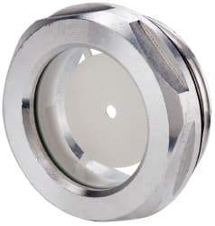 J.W. Winco - G 1-1/4 Thread, 40mm Distance Across Flats, Aluminum Oil Level Sight Glasses - 50mm Flange Diameter, 9mm Head Height, 12mm Length Under Head - Exact Tool & Supply