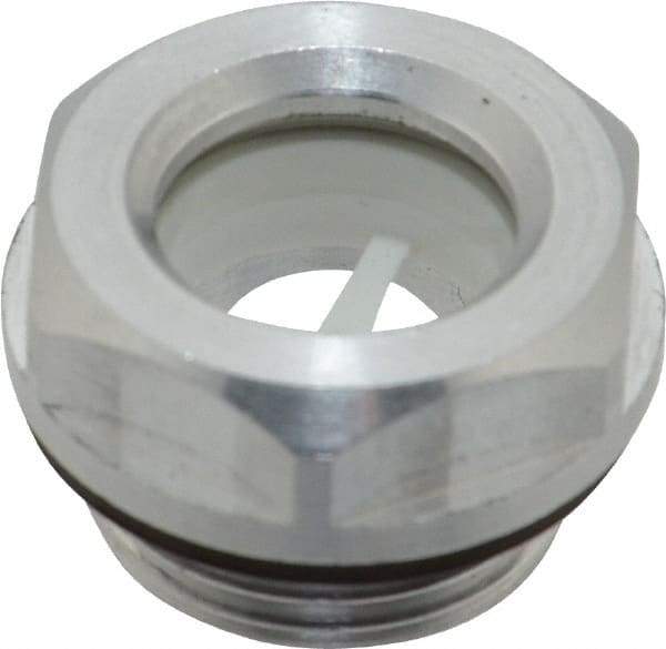 J.W. Winco - M20x1.5 Thread, 23mm Distance Across Flats, Aluminum Oil Level Sight Glasses - 26mm Flange Diameter, 7.5mm Head Height, 8.5mm Length Under Head - Exact Tool & Supply