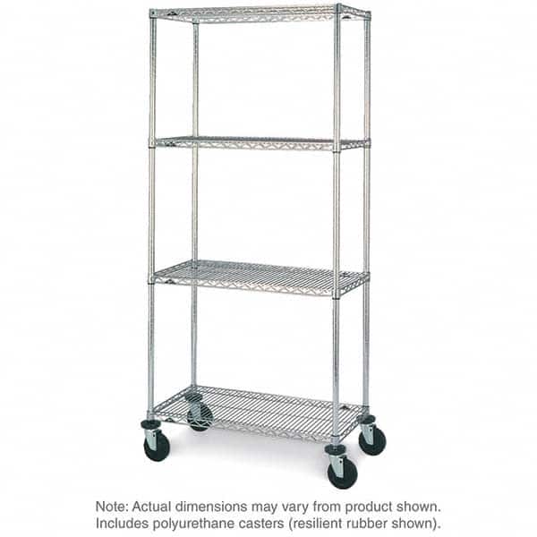 Metro - 600 Lb Capacity 4 Shelf Mobile Wire Shelving Unit - Add-On Unit - Exact Tool & Supply