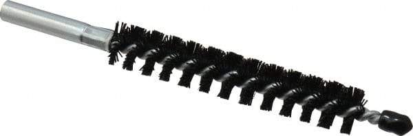 Schaefer Brush - 4" Brush Length, 5/8" Diam, Nylon Single Stem, Single Spiral Condenser Tube Brush - 6-1/4" Long, Nylon, 12-24 Female Connection - Exact Tool & Supply