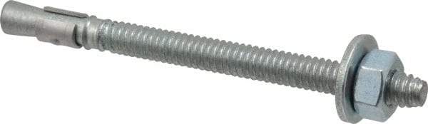 Red Head - 1/4 Inch Diameter, 1/4-20 Inch Thread, 3-1/4 Inch Overall Length, Grade 3, Wedge Expansion Concrete Anchor - Steel, Zinc Plated, 2-1/4 Inch Thread Length, Tie Wire Head, 1/4 Inch Drill - Exact Tool & Supply