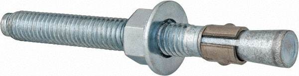 Red Head - 3/8 Inch Diameter, 3/8-16 Inch Thread, 3-3/4 Inch Overall Length, Grade 3, Wedge Expansion Concrete Anchor - Steel, Zinc Plated, 2-1/2 Inch Thread Length, Tie Wire Head, 3/8 Inch Drill - Exact Tool & Supply