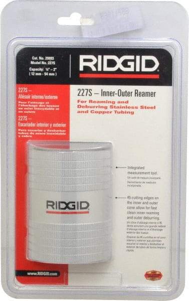 Ridgid - 1/2 to 2 Pipe Capacity, Inner Outer Reamer - Cuts Copper, Aluminium, and Thin Walled Stainless Steel Tubes - Exact Tool & Supply