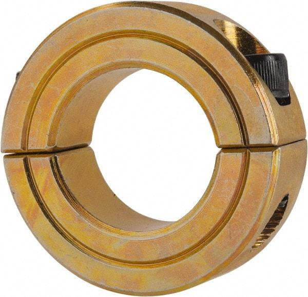 Climax Metal Products - 1" Bore, Steel, Two Piece Clamping Shaft Collar - 1-3/4" Outside Diam, 1/2" Wide - Exact Tool & Supply