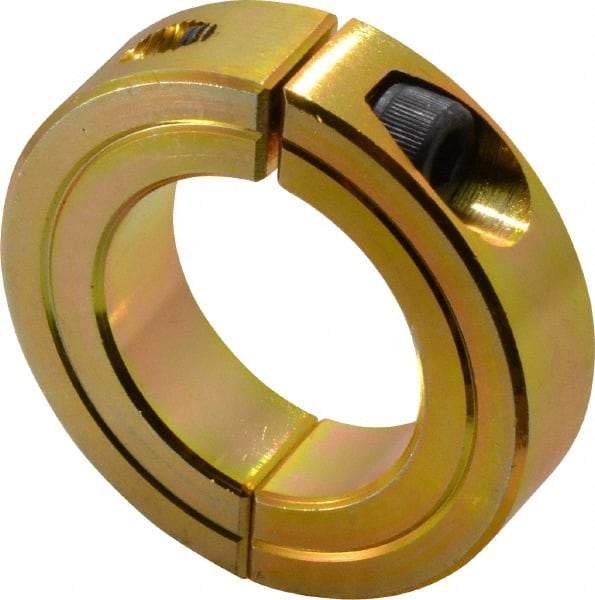 Climax Metal Products - 1-1/4" Bore, Steel, Two Piece Clamping Shaft Collar - 2-1/16" Outside Diam, 1/2" Wide - Exact Tool & Supply