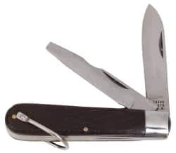 Proto - 3" Blade, Partially Serrated Electrician's Pocket Knife - Wood - Exact Tool & Supply