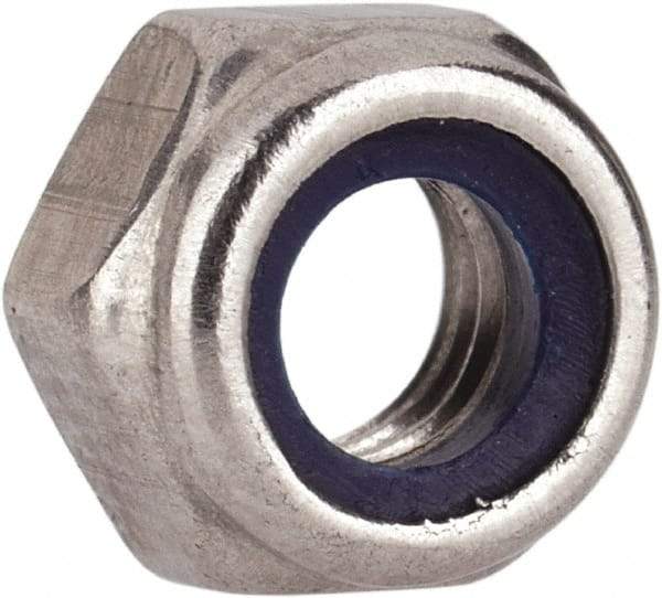 Value Collection - M5x0.80 Metric Coarse 316 & Austenitic Grade A4 Hex Lock Nut with Nylon Insert - 5mm High, Uncoated - Exact Tool & Supply