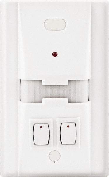 Hubbell Wiring Device-Kellems - 1,000 Square Ft. Coverage, Infrared Motion Sensor Wall Switch - 600 at 120 V Incandescent, 1,000 at 120 V and 1,800 at 277 V Fluorescent, 120 to 277 VAC, White - Exact Tool & Supply