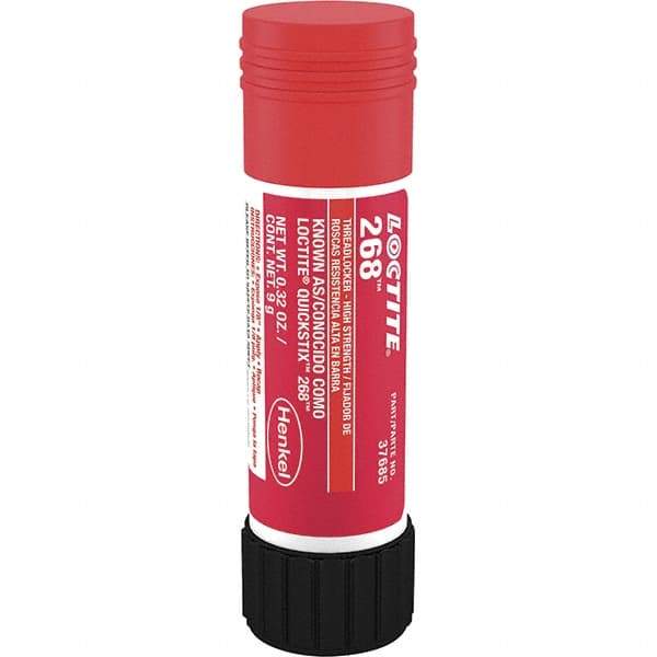 Loctite - 9 g Stick, Red, High Strength Semisolid Threadlocker - Series 268, 72 hr Full Cure Time, Hand Tool, Heat Removal - Exact Tool & Supply