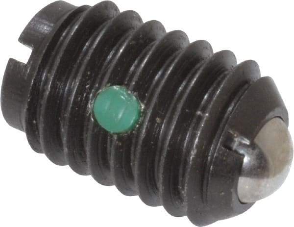 Gibraltar - 1/2-13, 0.281" Ball Diam, 3/4" Body Length, 0.072" Max Ball Reach, Threaded Ball Plunger - Steel Body, Steel Ball, 6 Lb Initial End Force, 12 Lb Final End Force, Locking Element - Exact Tool & Supply