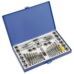 Interstate - #4-40 to 1/2-20 Tap, UNC, Tap and Die Set - High Speed Steel, High Speed Steel Taps, Adjustable, 39 Piece Set with Plastic Case - Exact Tool & Supply