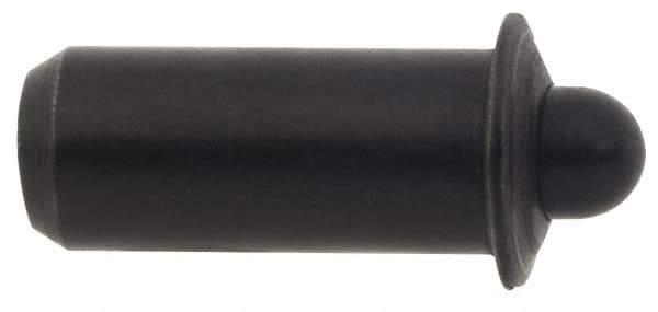 Vlier - 0.441" Body Len x 3/16" Body Diam, 0.121" Plunger Diam, 1.5 Lb Init to 4.5 Lb Final End Force, 0.441" Len Under Flange, Steel Press Fit Spring Plunger - 1/4" Flange Diam, 0.044" Flange Thickness, 0.485" Plunger Len, 3/32" Plunger Projection - Exact Tool & Supply