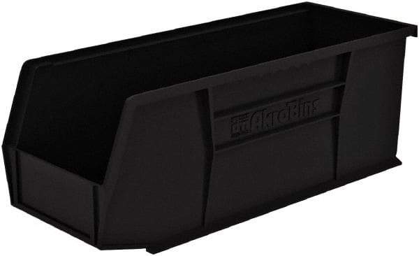 Akro-Mils - 20 Lb. Load Capacity, 10-7/8" Deep, Black Polymer Hopper Stacking Bin - 4" High x 4-1/8" Wide x 10-7/8" Long - Exact Tool & Supply