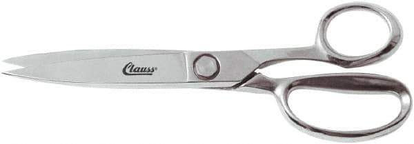 Clauss - 7" LOC, 10" OAL Chrome Plated Trimmers - Steel Straight Handle, For Paper, Fabric - Exact Tool & Supply