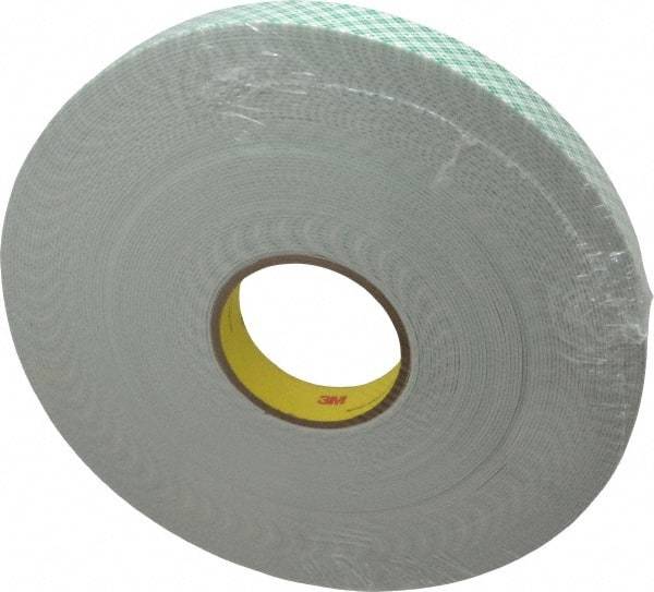 3M - 1" x 36 Yd Acrylic Adhesive Double Sided Tape - 1/16" Thick, Off-White, Urethane Foam Liner, Continuous Roll, Series 4016 - Exact Tool & Supply