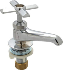 B&K Mueller - Standard, One Handle Design, Chrome, Round Deck Plate Single Mount Faucet - 4 Spoke Handle - Exact Tool & Supply
