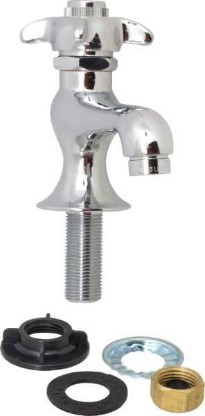 B&K Mueller - Standard, One Handle Design, Chrome, Round Deck Plate Single Mount Faucet - 4 Spoke Handle - Exact Tool & Supply