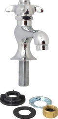 B&K Mueller - Standard, One Handle Design, Chrome, Round Deck Plate Single Mount Faucet - 4 Spoke Handle - Exact Tool & Supply