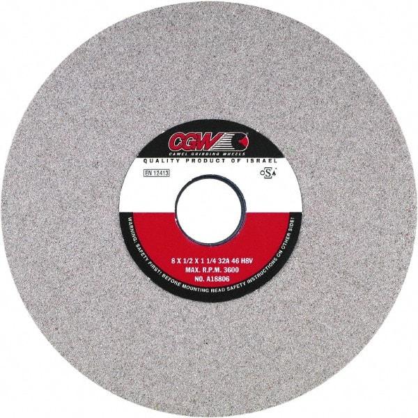 Camel Grinding Wheels - 10" Diam x 3" Hole x 1" Thick, J Hardness, 60 Grit Surface Grinding Wheel - Aluminum Oxide, Type 1, Medium Grade, Vitrified Bond, No Recess - Exact Tool & Supply