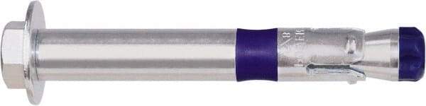 Powers Fasteners - 1/2" Diam, 1/2" Drill, 3-1/2" OAL, 2-1/4" Min Embedment Sleeve Concrete Anchor - Grade 8 Carbon Steel, Zinc-Plated Finish, Hex Head, Hex Drive - Exact Tool & Supply