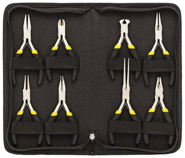 General - 8 Piece Mini Plier Set - Comes in Vinyl Case - Exact Tool & Supply