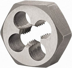 DORMER - M10x1.25 Metric Fine Thread, Right Hand Thread, Hex Rethreading Die - High Speed Steel, 3/8" Thick, Series F312 - Exact Tool & Supply