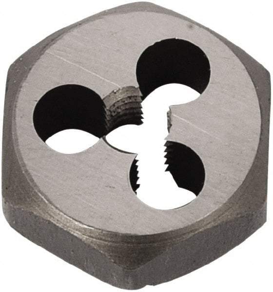 Union Butterfield - M9x1.25 Metric Coarse Thread, 25/32" Hex, Right Hand Thread, Hex Rethreading Die - Chromium Steel, 3/8" Thick, Series 2325M - Exact Tool & Supply