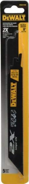 DeWALT - 8" Long x 1" Thick, Bi-Metal Reciprocating Saw Blade - Straight Profile, 14 to 18 TPI, Toothed Edge - Exact Tool & Supply
