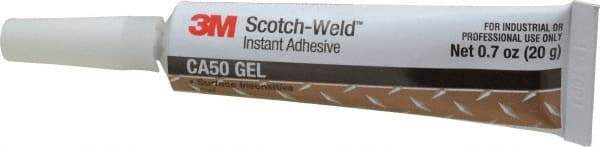 3M - 0.70 oz Tube Clear Instant Adhesive - Series CA50, 60 to 120 sec Fixture Time, 24 hr Full Cure Time, Bonds to Cardboard, Cork Board, Fabric, Fiberglass, Foam, Metal, Plastic, Rubber & Vinyl - Exact Tool & Supply
