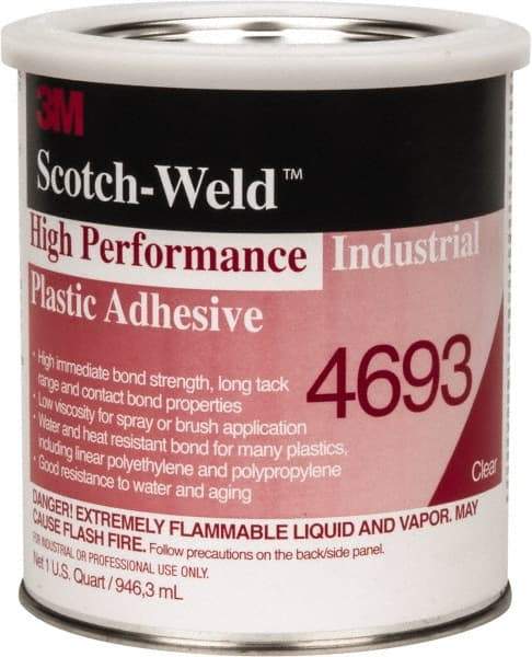 3M - 32 Fluid Ounce Container, Amber, Can Acetone Construction Adhesive - Series 4693 - Exact Tool & Supply