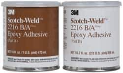 3M - 16 oz Can Two Part Epoxy - 90 min Working Time, 3,200 psi Shear Strength, Series 2216 - Exact Tool & Supply