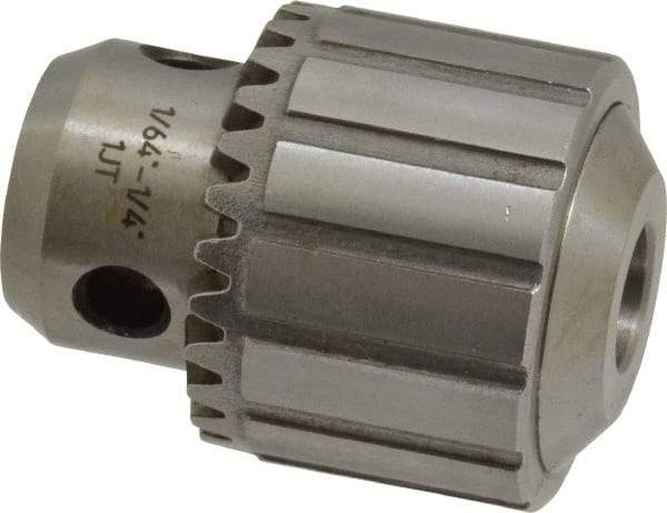 Accupro - JT1, 1/32 to 1/4" Capacity, Tapered Mount Drill Chuck - Keyed, 32mm Sleeve Diam, 40mm Open Length - Exact Tool & Supply