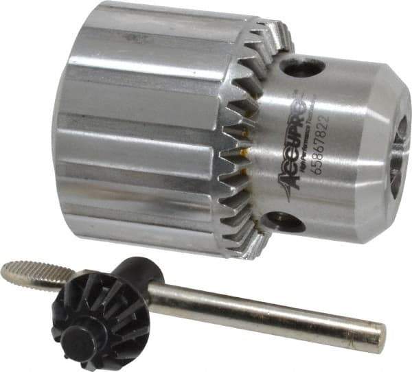 Accupro - JT6, 1/32 to 5/8" Capacity, Tapered Mount Drill Chuck - Keyed, 57mm Sleeve Diam, 77mm Open Length - Exact Tool & Supply