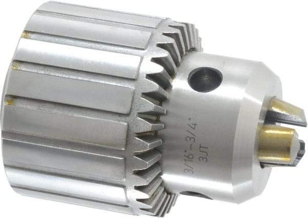 Accupro - JT3, 13/64 to 3/4" Capacity, Tapered Mount Drill Chuck - Keyed, 65mm Sleeve Diam, 85mm Open Length - Exact Tool & Supply