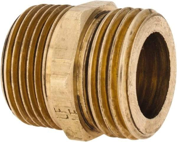 ANDERSON METALS - 3/4 MGHT & 3/4 MPT Garden Hose Male x MIP with FIP Tap - Lead Free Brass, Male Hose to Male Pipe Connector - Exact Tool & Supply