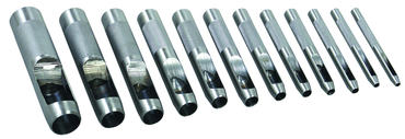 12 Piece - 1/8; 5/32; 3/16; 7/32; 1/4; 5/16; 3/8; 7/16; 1/2; 9/16; 5/8; 3/4" - Pouch - Hollow Punch Set - Exact Tool & Supply