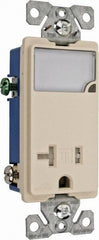 Cooper Wiring Devices - 2 Pole, 125 VAC, 20 Amp, 1 Outlet, Flush Mounted, Self Grounding, Tamper Resistant Combination Outlet with Night Light - 5-20R Configuration, Back Side Wiring, Thermoplastic Material, cULus Listed Standard - Exact Tool & Supply