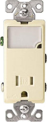 Cooper Wiring Devices - 2 Pole, 125 VAC, 15 Amp, 1 Outlet, Flush Mounted, Self Grounding, Tamper Resistant Combination Outlet with Night Light - 5-15R Configuration, Back Side Wiring, Thermoplastic Material, cULus Listed Standard - Exact Tool & Supply