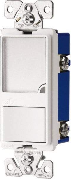 Cooper Wiring Devices - 1 Pole, 120 VAC, 15 Amp, Flush Mounted, Combination Switch with Night Light - NonNEMA Configuration, 1 Switch, Back Side Wiring, Thermoplastic Material, cULus Listed, NOM 426 Standard - Exact Tool & Supply