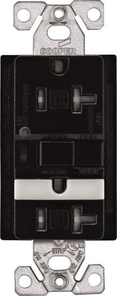 Cooper Wiring Devices - 1 Phase, 5-20R NEMA, 125 VAC, 20 Amp, Self Grounding, GFCI Receptacle - 2 Pole, Back and Side Wiring, Tamper Resistant, Thermoplastic Commercial, Specification Grade - Exact Tool & Supply