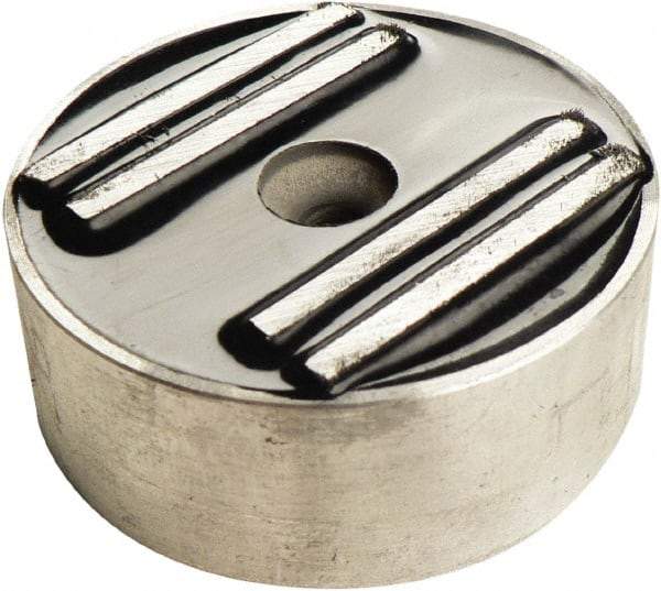 Mag-Mate - 2" Wide x 1/2" Thick, Center Mount Neodymium Rare Earth Fixture Magnet - 45 Lb Average Holding Capacity, 90 Lb Max Holding Capacity, Aluminum Housing - Exact Tool & Supply